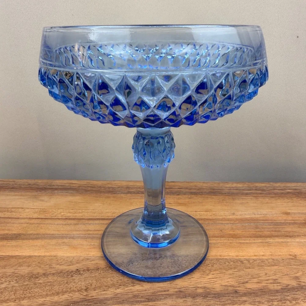 Vintage Indiana Glass Diamond Point 7.25